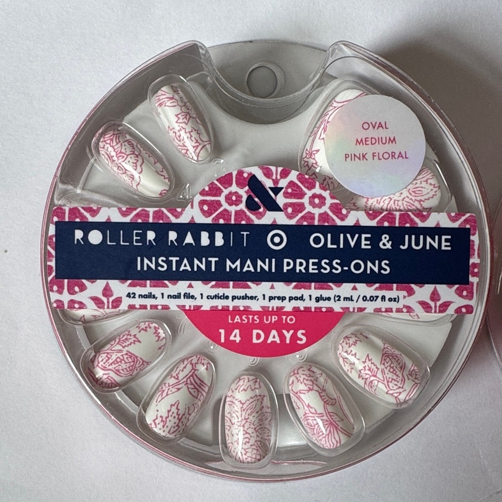 Roller Rabbit Pink Floral Instant Mani Press-Ons- 2set